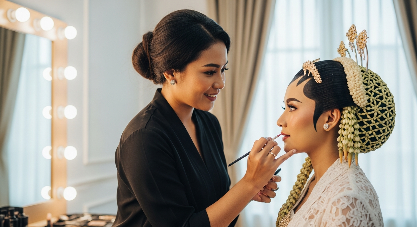 Model dengan riasan makeup elegan
